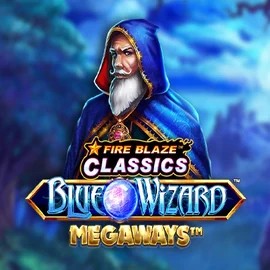 Fire Blaze Blue Wizard Megaways slot logo by Rarestone Gaming at Lanista Casino